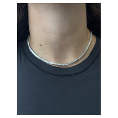 9.02CT T.W Princess Cut Channel Set Diamond Tennis Necklace 14K White Gold 16" (Collier de tennis en or blanc 14K)