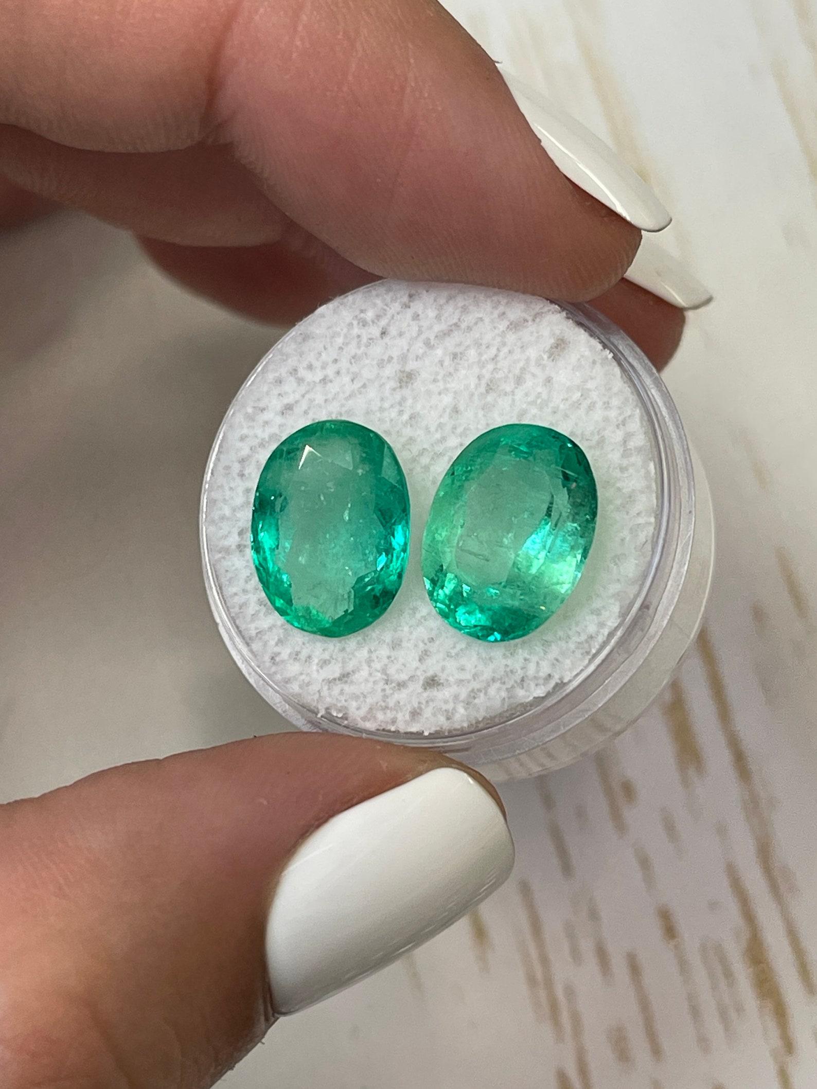 A. Stone: Smeraldo
Peso totale: 9,02-tcw
Forma: Taglio ovale
Chiarezza: Trasparente
Lucentezza: Molto buono
Colore: verde medio chiaro
Misure: 12,60mm x 9,33mm x 5,58mm // 12,61mm x 9,43mm x 6,53mm
Origine geografica: Colombia
Trattamento: Naturale,