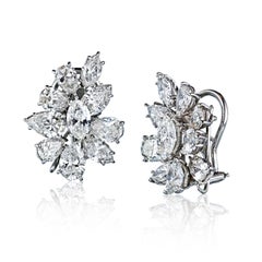 9.03 Carat Diamond Cluster Platinum Earrings