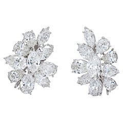 9.03 Carat Diamond Cluster Platinum Earrings