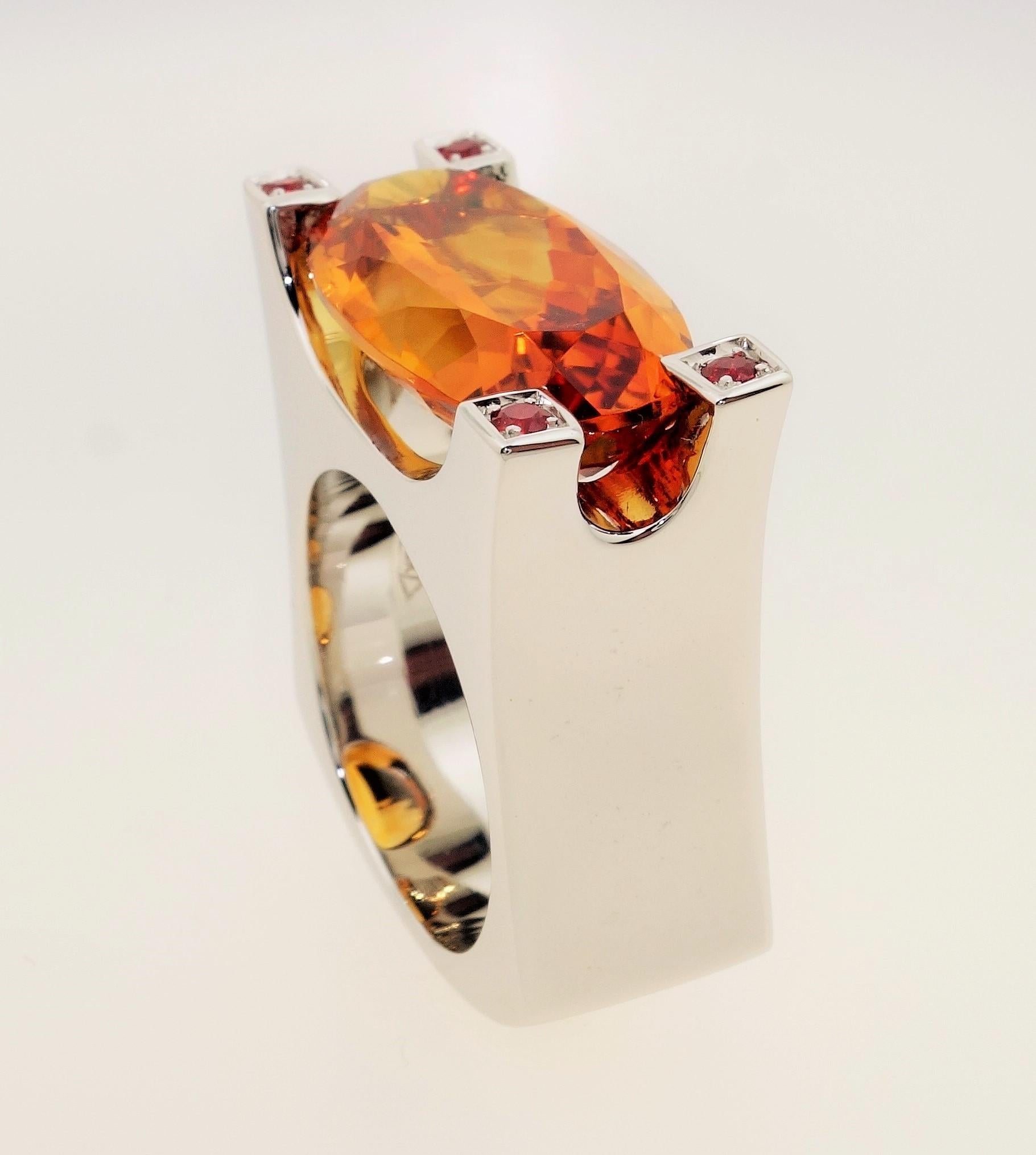Mixed Cut 9.03 Carat oval Citrine and Sapphire Cocktail Statement Ring Estate Fine Jewelry