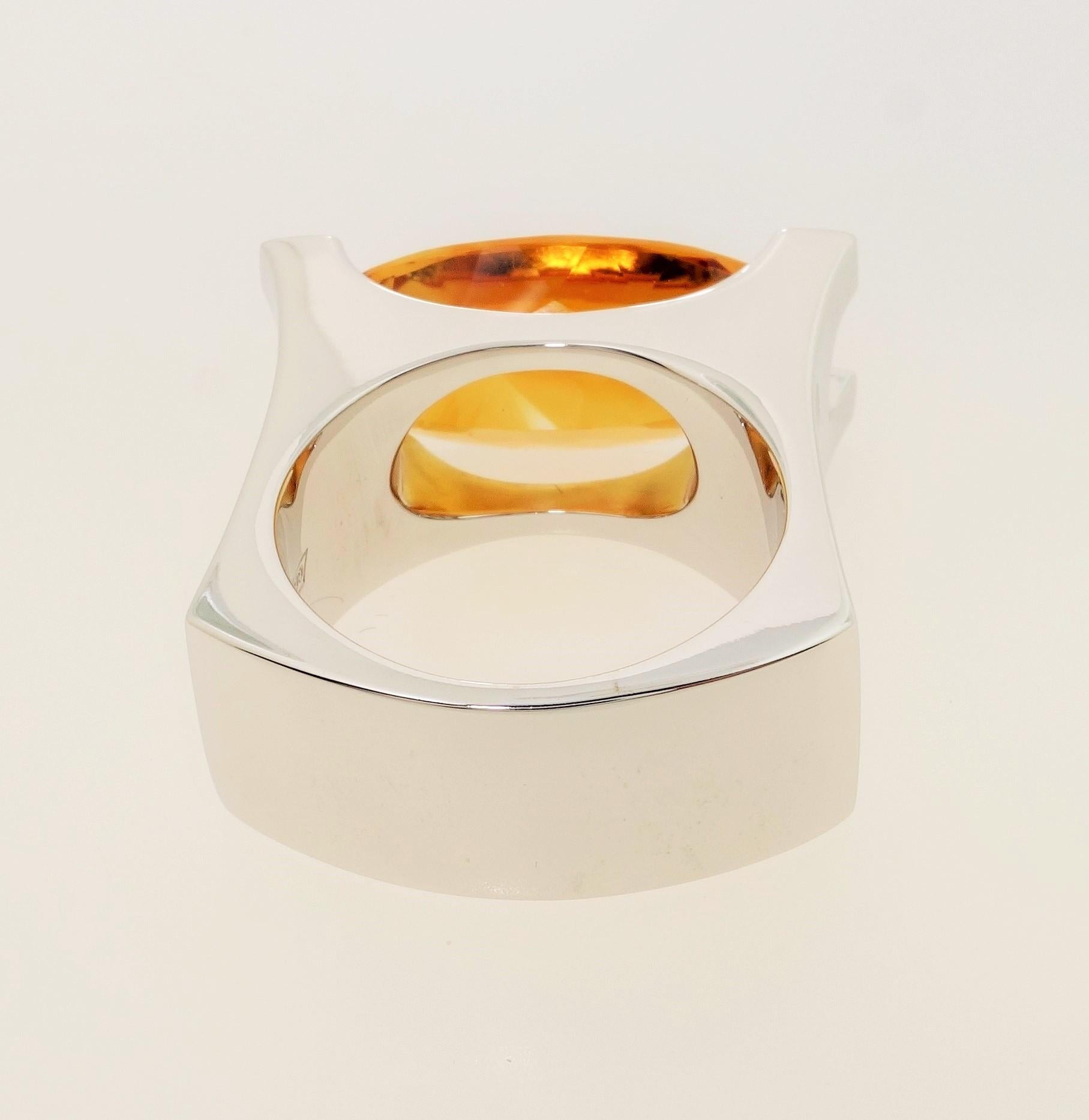 Women's 9.03 Carat oval Citrine and Sapphire Cocktail Statement Ring Estate Fine Jewelry