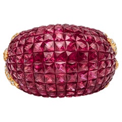 9.03 Carat Ruby and Diamond Fashion Dome Ring in Rose Gold