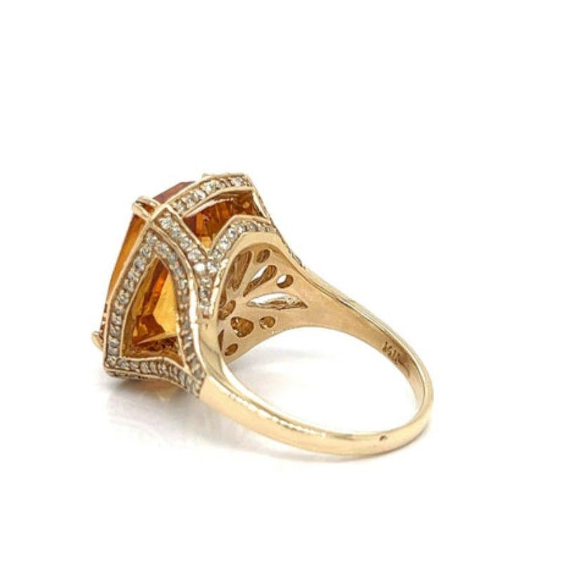 Round Cut 9.03 CTW Citrine and Diamond Ring For Sale