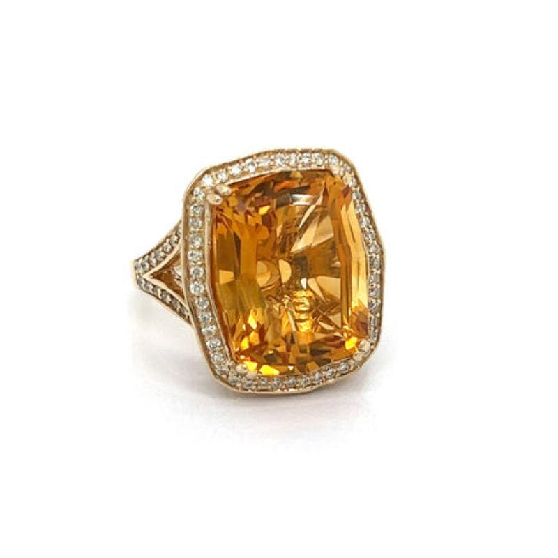 9.03 CTW Citrine and Diamond Ring In New Condition For Sale In Derby, NY
