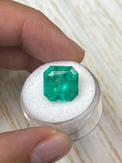 9.03ct HUGE Green Asscher Cut Colombian Emerald 12.5x12.5 Genuine May Birthstone