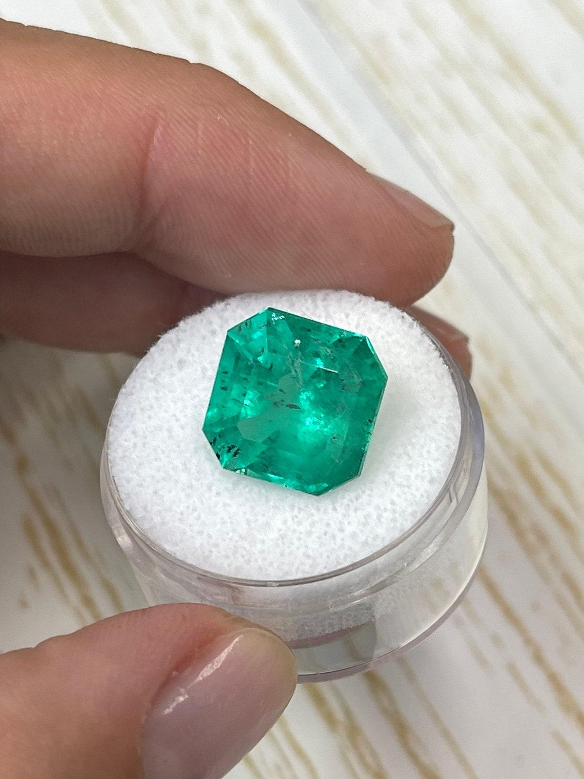9.03ct HUGE Green Asscher Cut Colombian Emerald 12.5x12.5 Genuine May Birthstone In New Condition For Sale In Jupiter, FL
