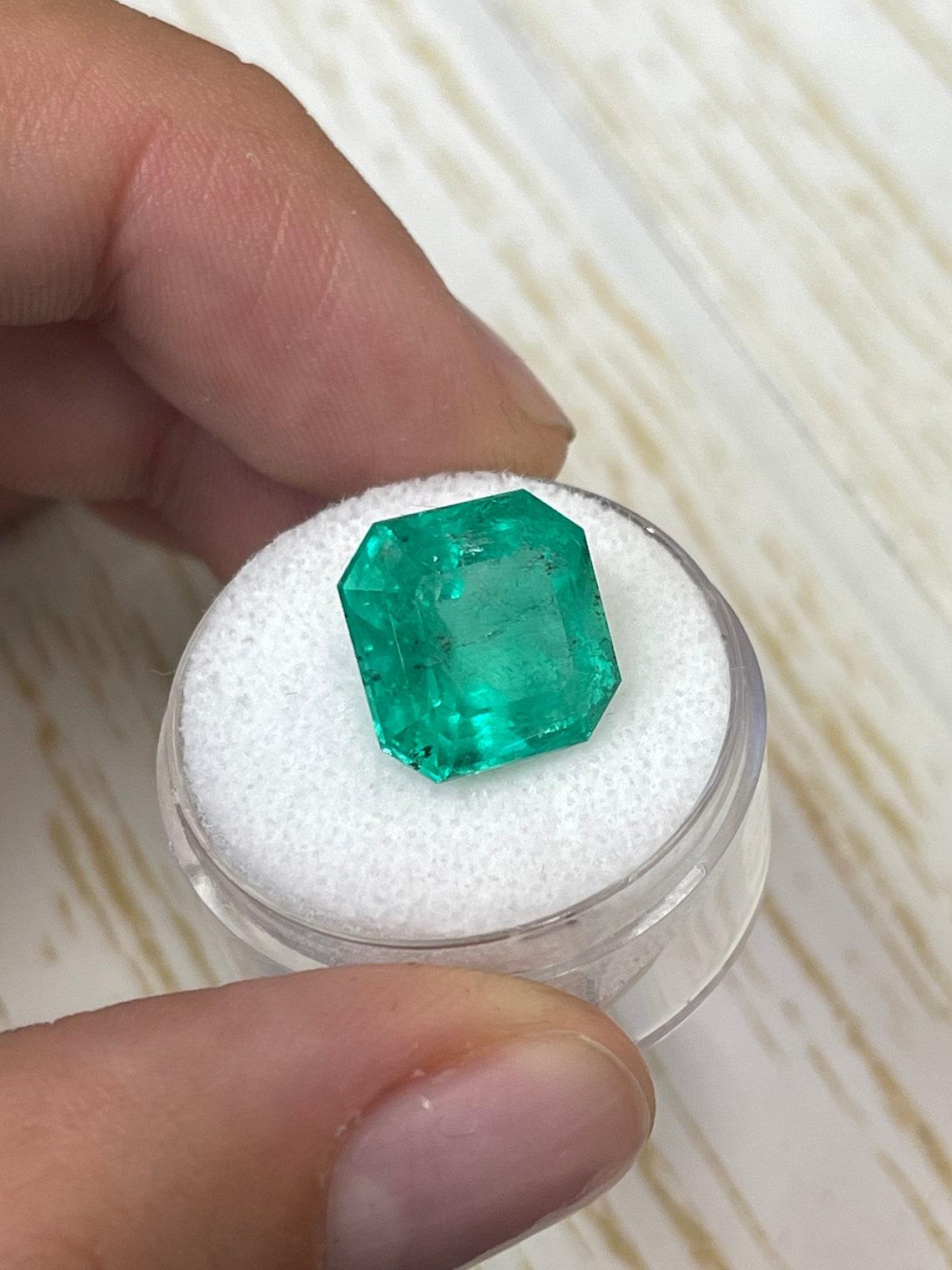 Women's or Men's 9.03ct HUGE Green Asscher Cut Colombian Emerald 12.5x12.5 Genuine May Birthstone For Sale