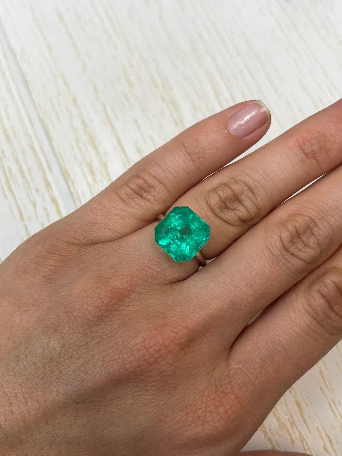 9.03ct HUGE Green Asscher Cut Colombian Emerald 12.5x12.5 Genuine May Birthstone For Sale 2