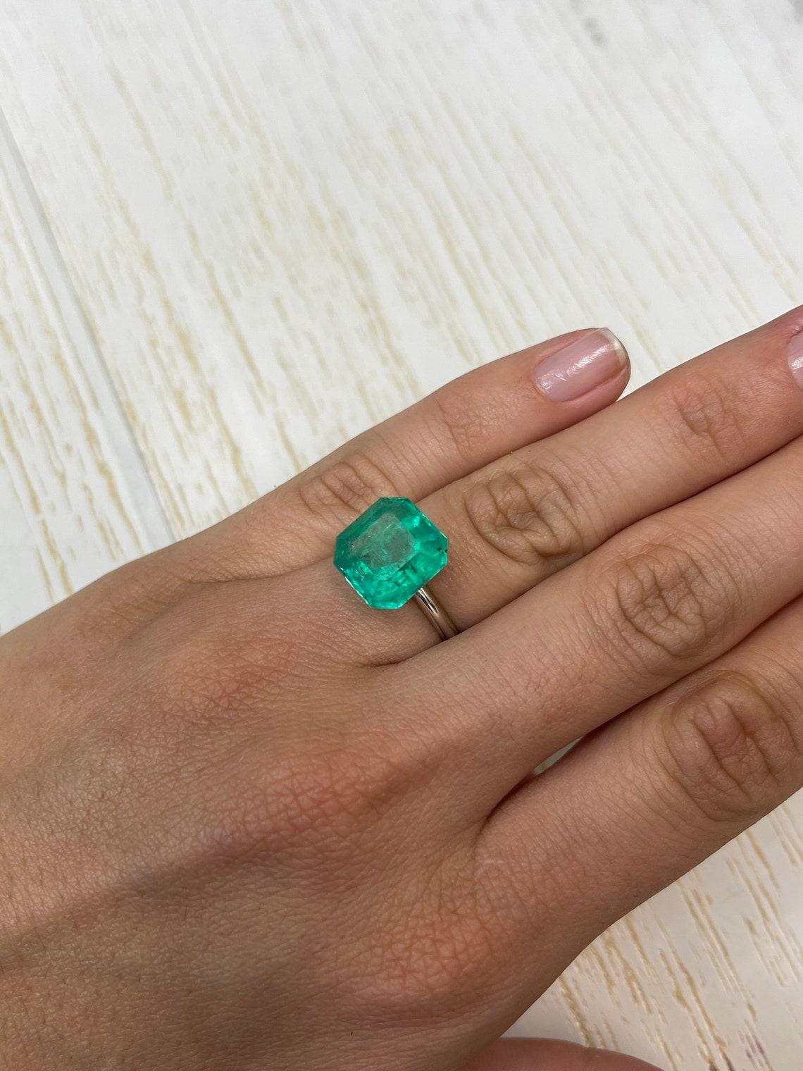 9.03ct HUGE Green Asscher Cut Colombian Emerald 12.5x12.5 Genuine May Birthstone For Sale 3