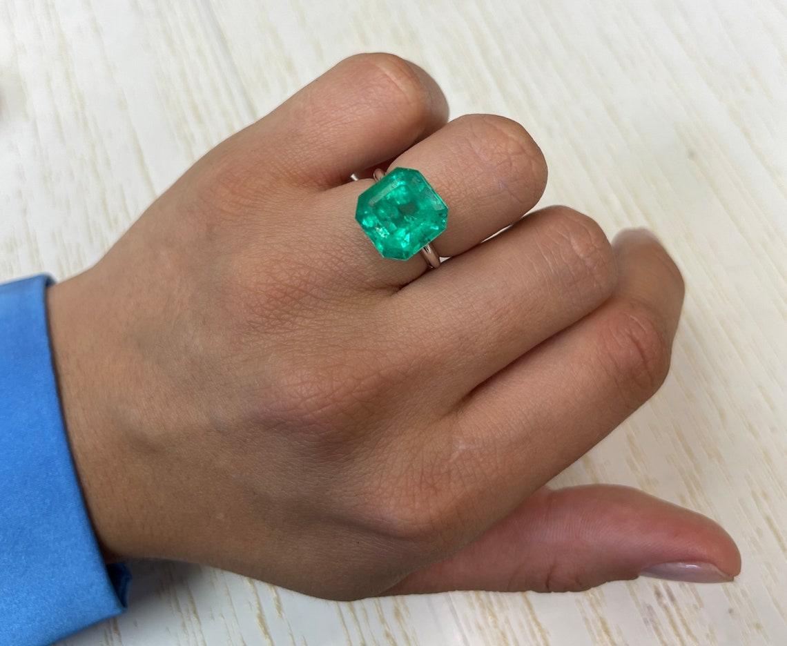 9.03ct HUGE Green Asscher Cut Colombian Emerald 12.5x12.5 Genuine May Birthstone For Sale 4