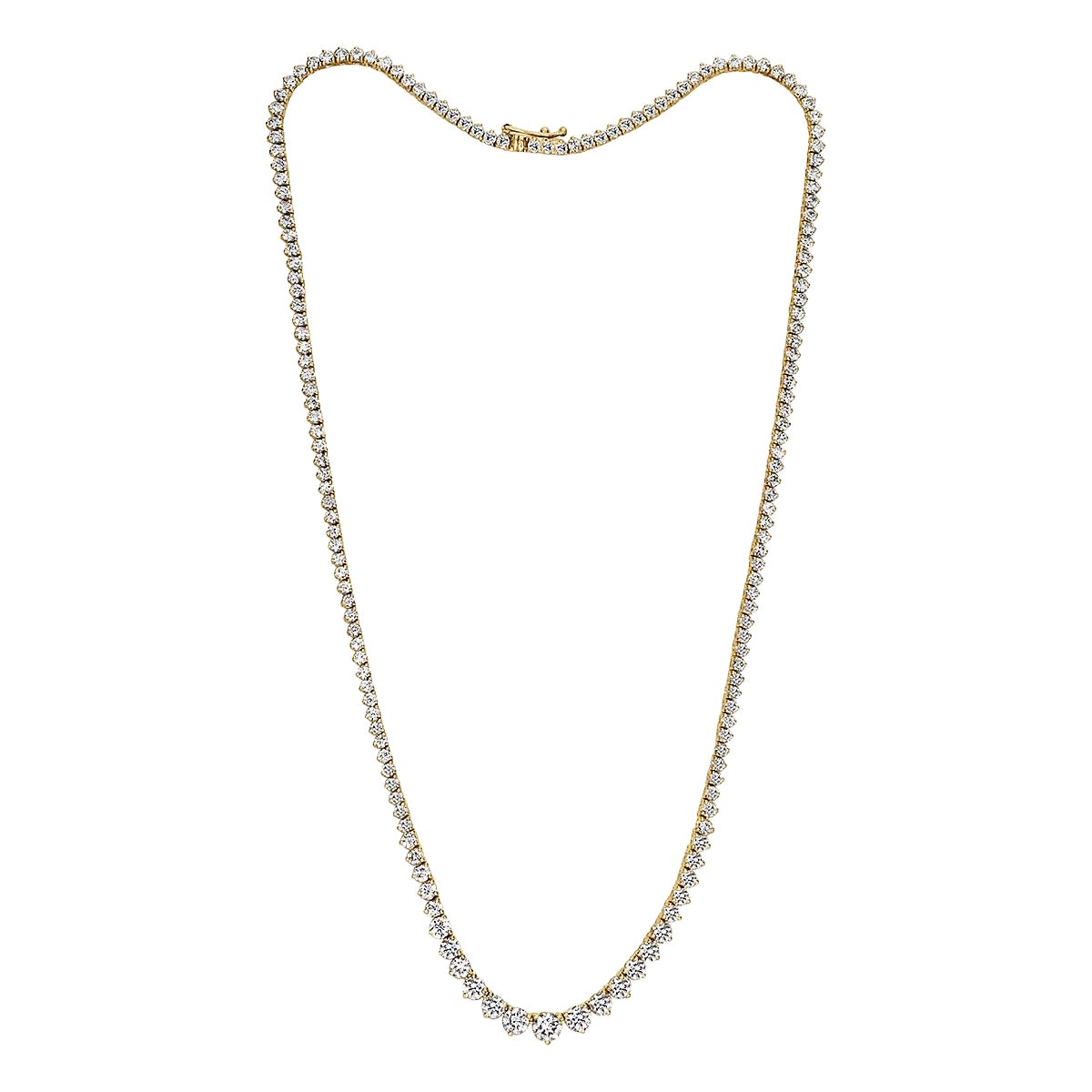 9.03ct Round Brilliant Cut Graduated Diamond Tennis Necklace in 14K Yellow Gold