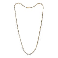 9.03ct Round Brilliant Cut Graduated Diamond Tennis Necklace in 14K Yellow Gold