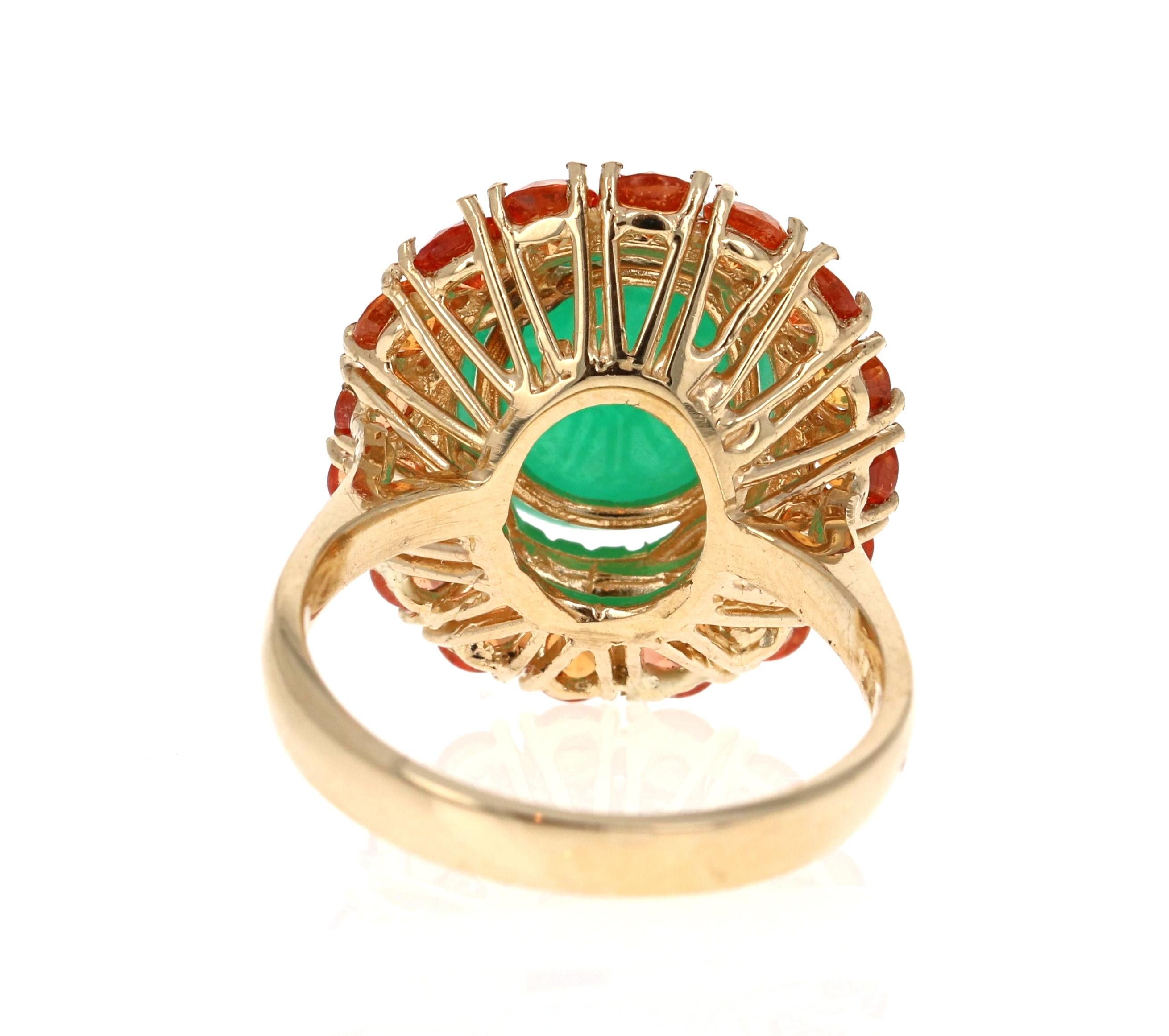 Cabochon Emerald Sapphire Diamond Yellow Gold Cocktail Ring For Sale