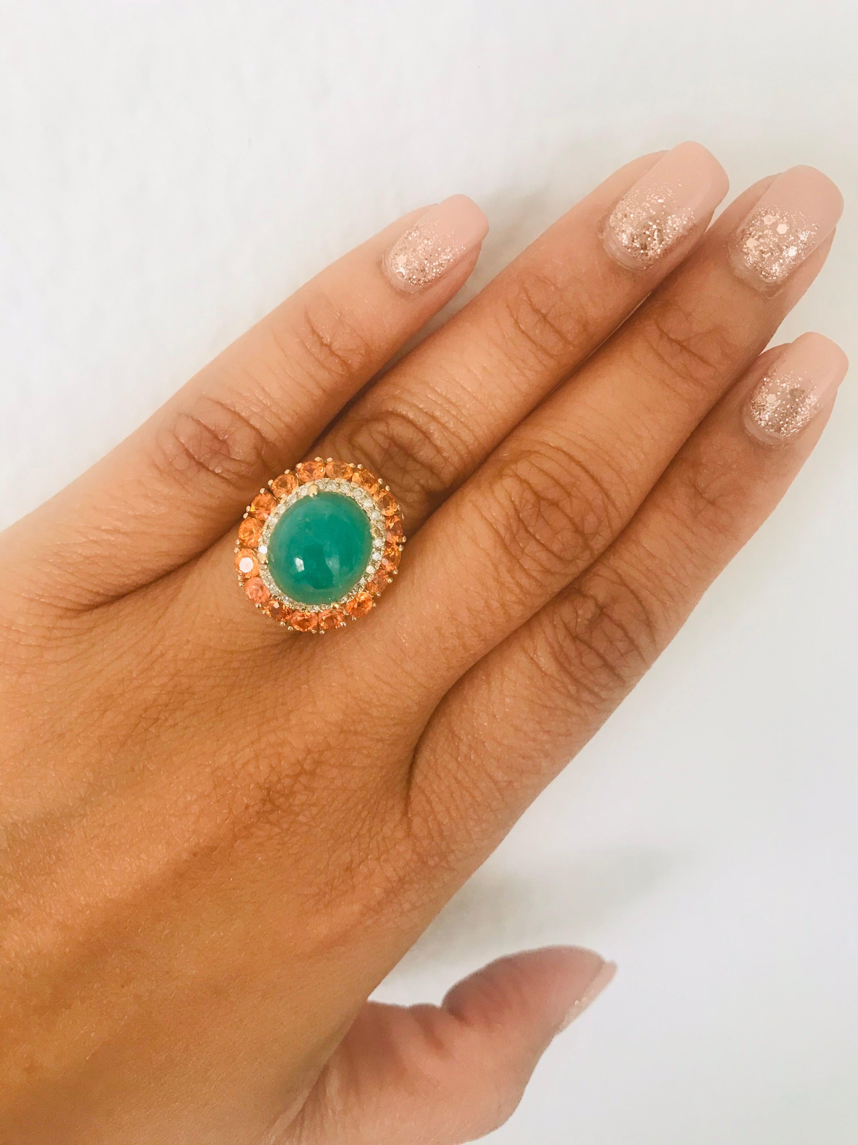 Emerald Sapphire Diamond Yellow Gold Cocktail Ring For Sale 1