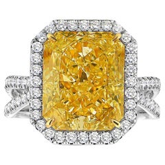 9.04 Carat Radiant Diamond Ring Fancy Yellow 14K Gold Rare Fancy-Color Splendour
