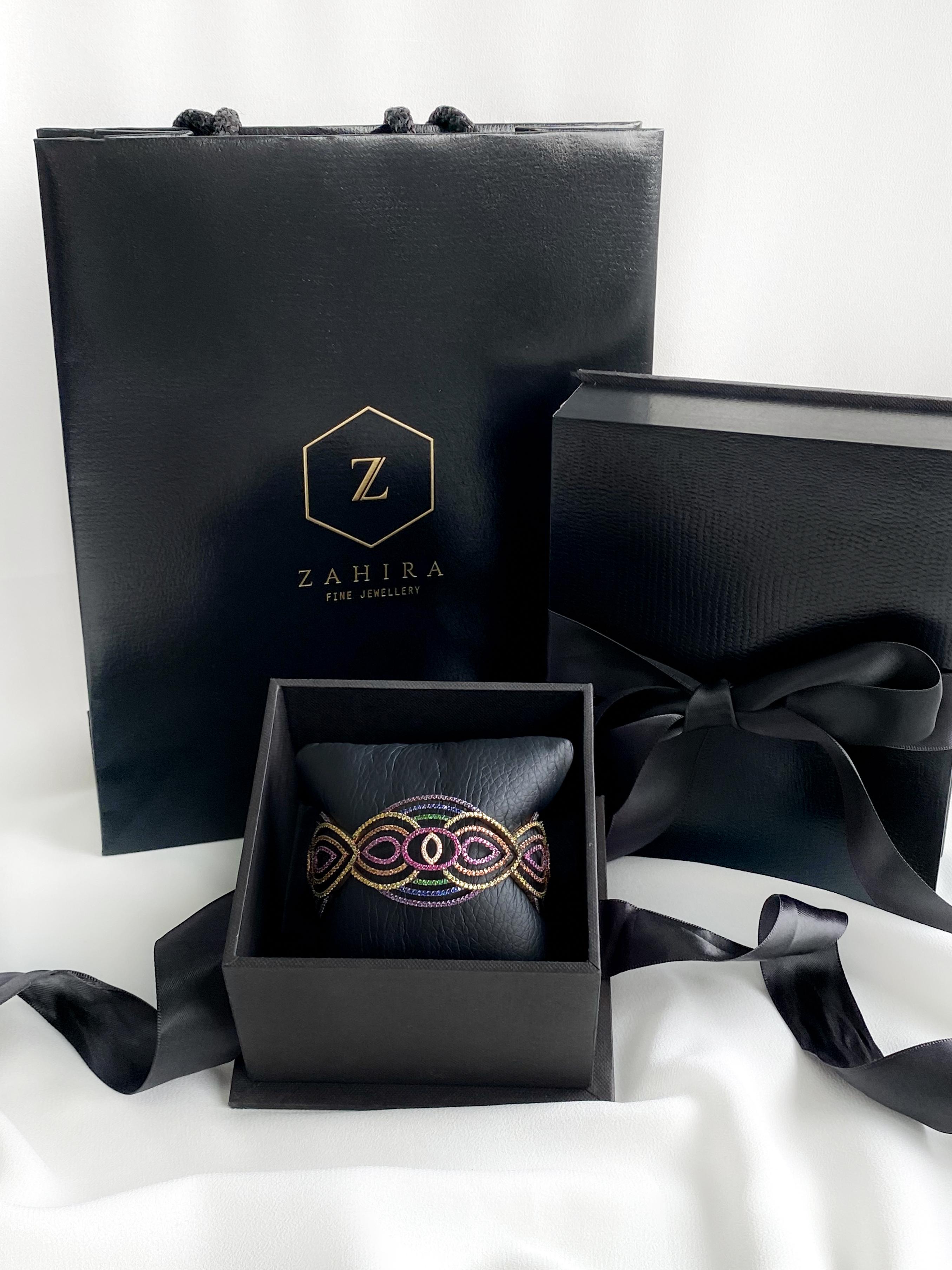 Bracciale con zaffiro multicolore, rubino e tsavorite da 9,05 carati in oro rosa 18 carati in vendita 2