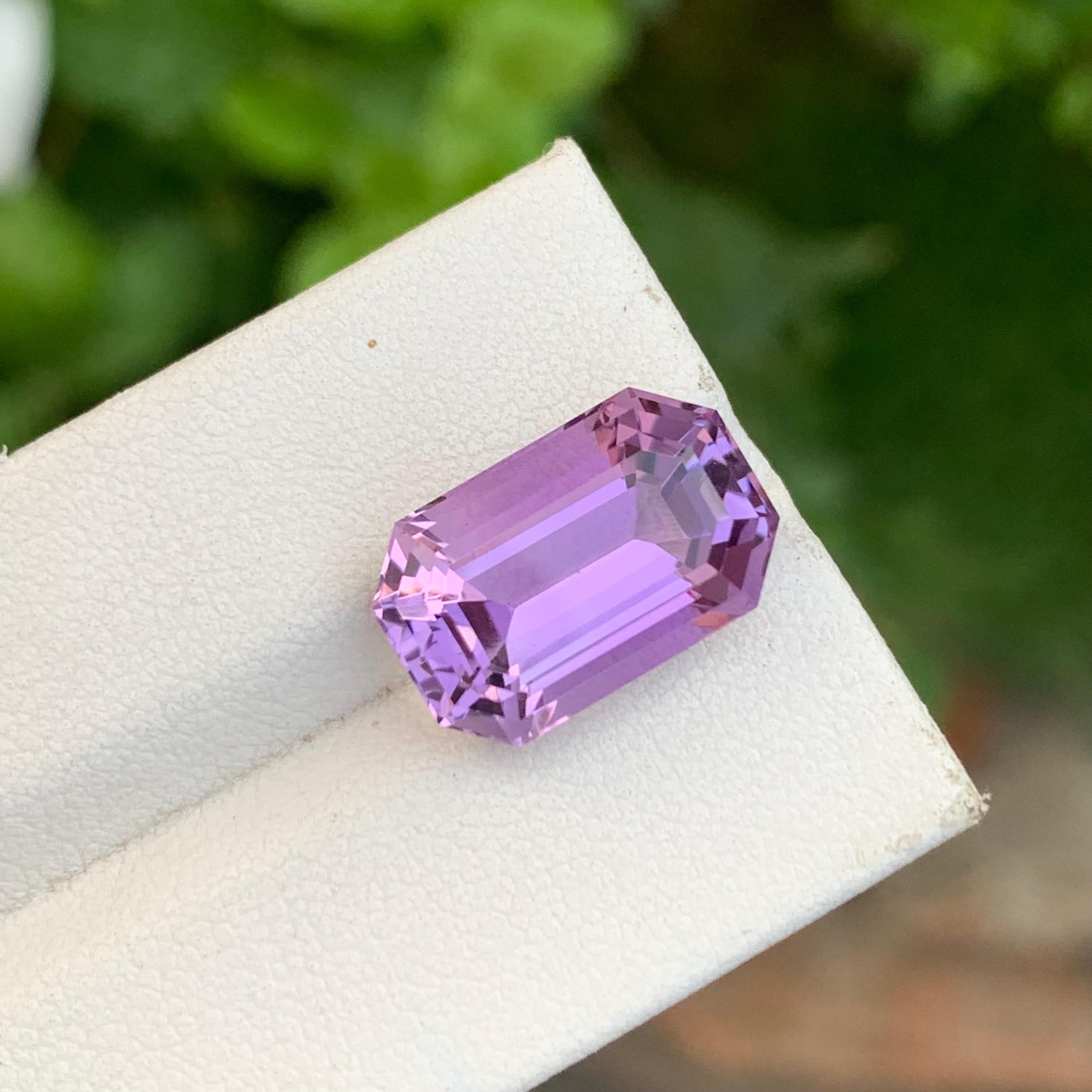 Loose Amethyst
Weight: 9.05 Carats
Dimension: 15.5 x 10 x 8.3 Mm
Colour: Purple
Origin: Brazil
Treatment: Non
Certificate: On Demand
Shape: Octagon 

Amethyst, a stunning variety of quartz known for its mesmerizing purple hue, has captivated humans