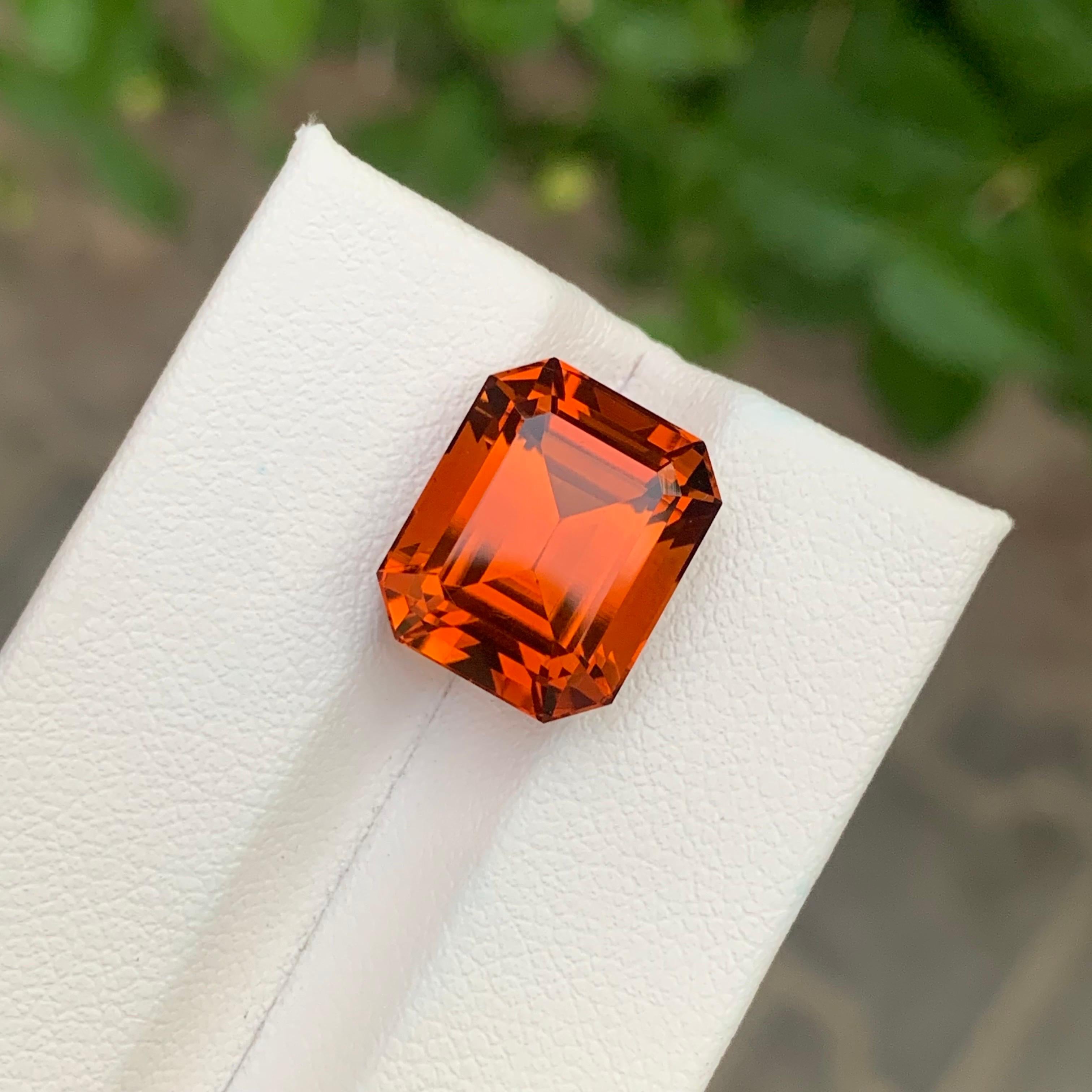 9.05 Carat Natural Loose Madeira Citrine Emerald Shape Gemstone For Sale 5
