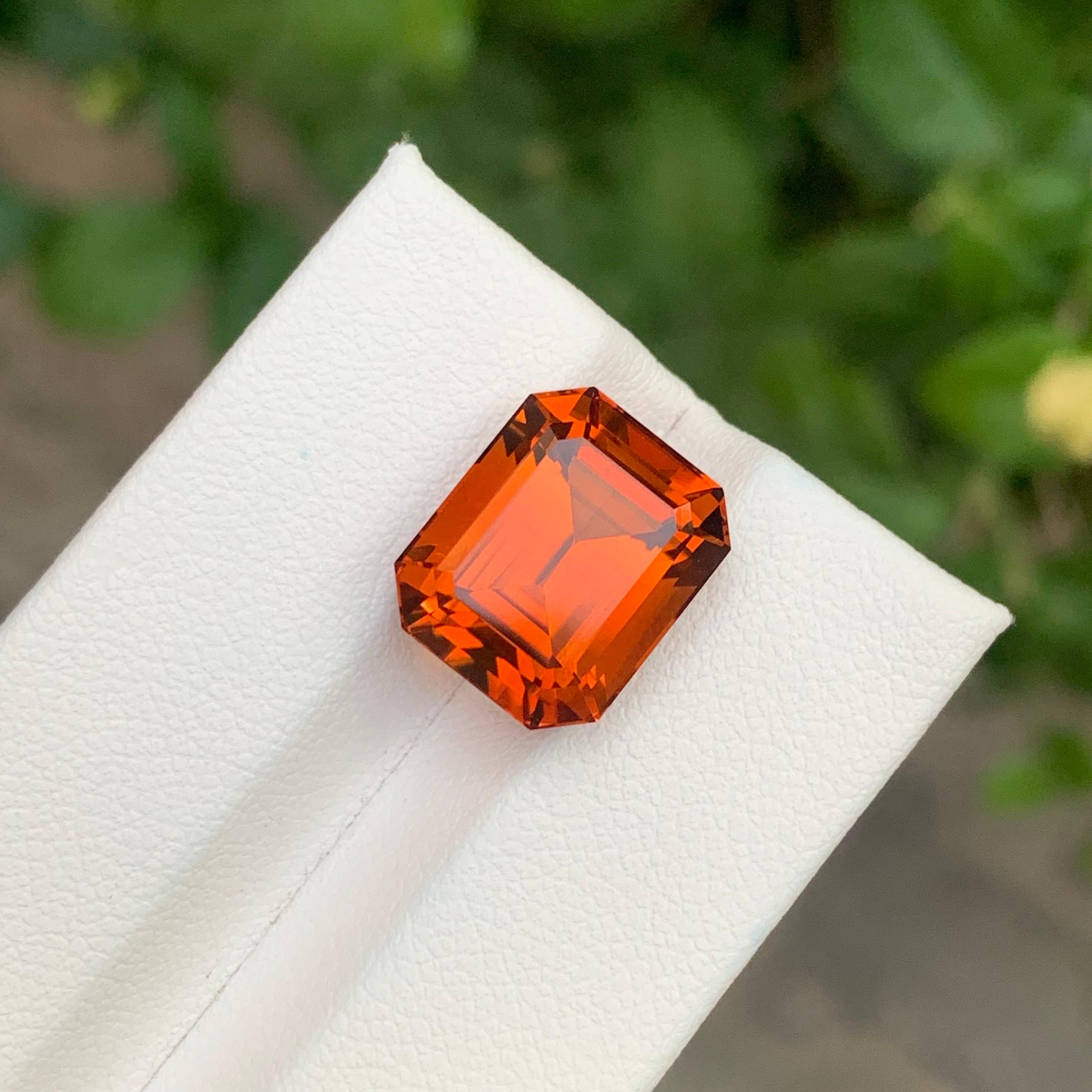Arts and Crafts 9.05 Carat Natural Loose Madeira Citrine Emerald Shape Gemstone For Sale