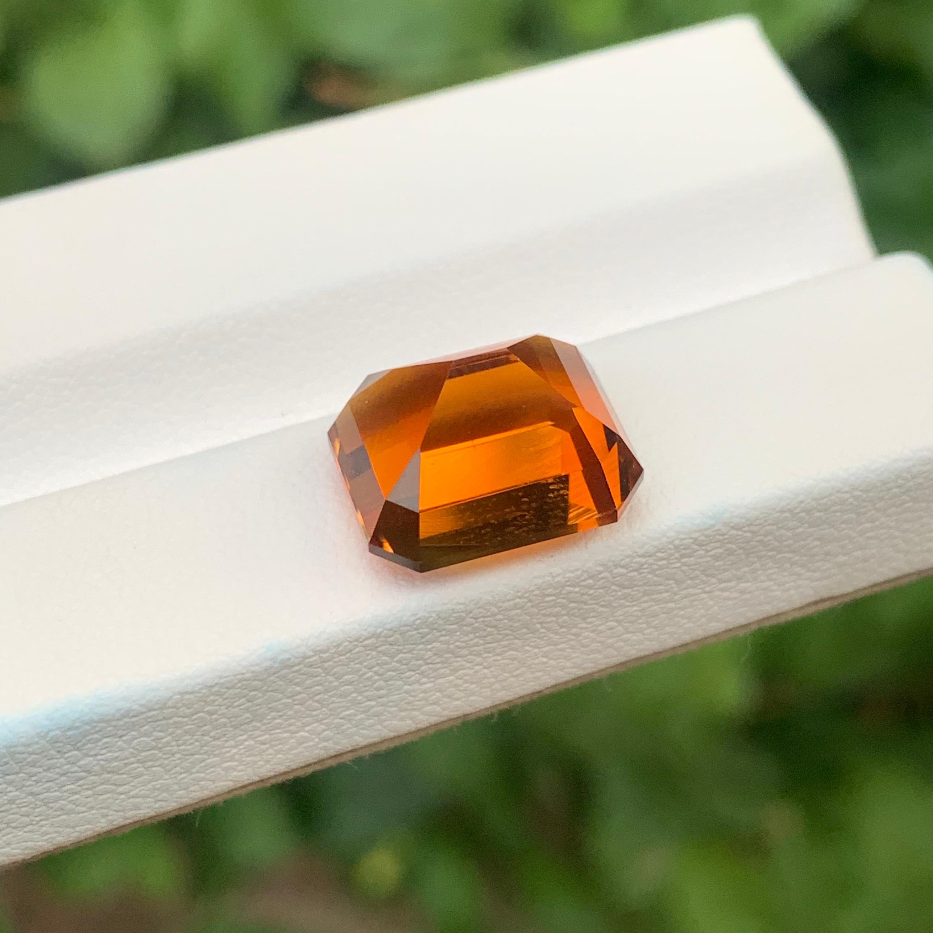 Emerald Cut 9.05 Carat Natural Loose Madeira Citrine Emerald Shape Gemstone For Sale