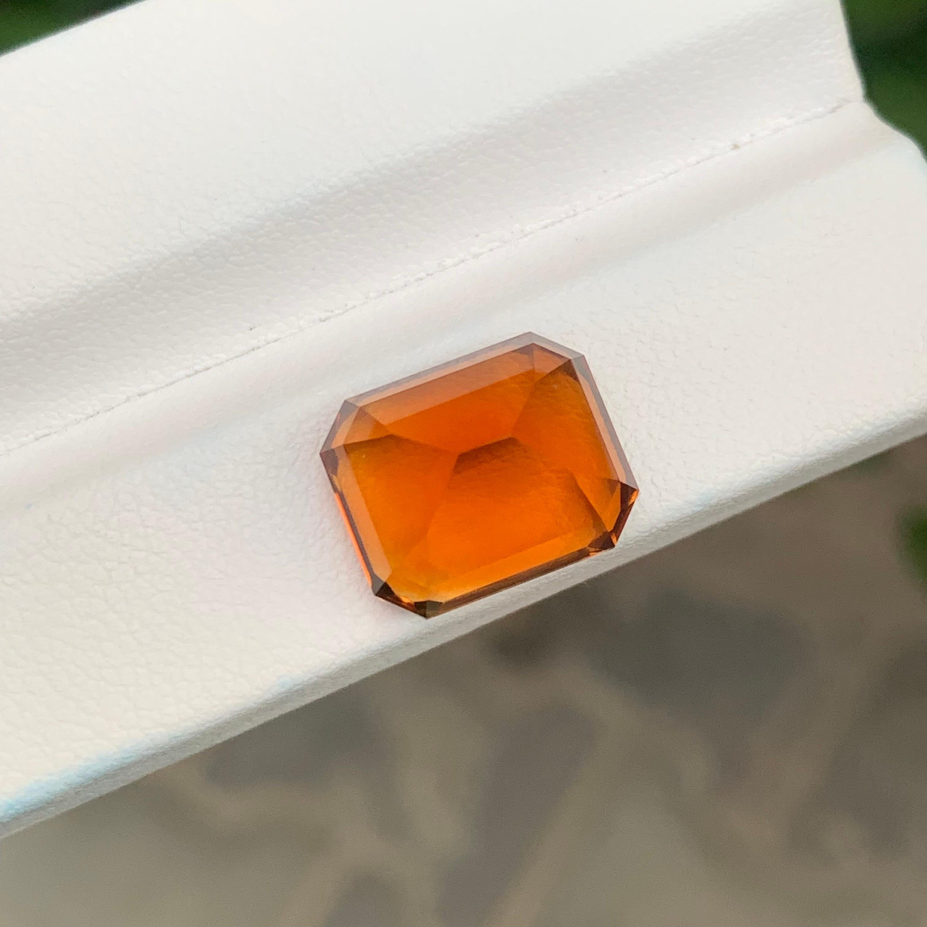 9.05 Carat Natural Loose Madeira Citrine Emerald Shape Gemstone For Sale 1