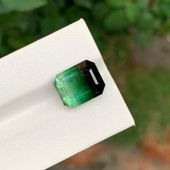 9.05 Carat Natural Loose Tri Colour Tourmaline Emerald Shape Gemstone