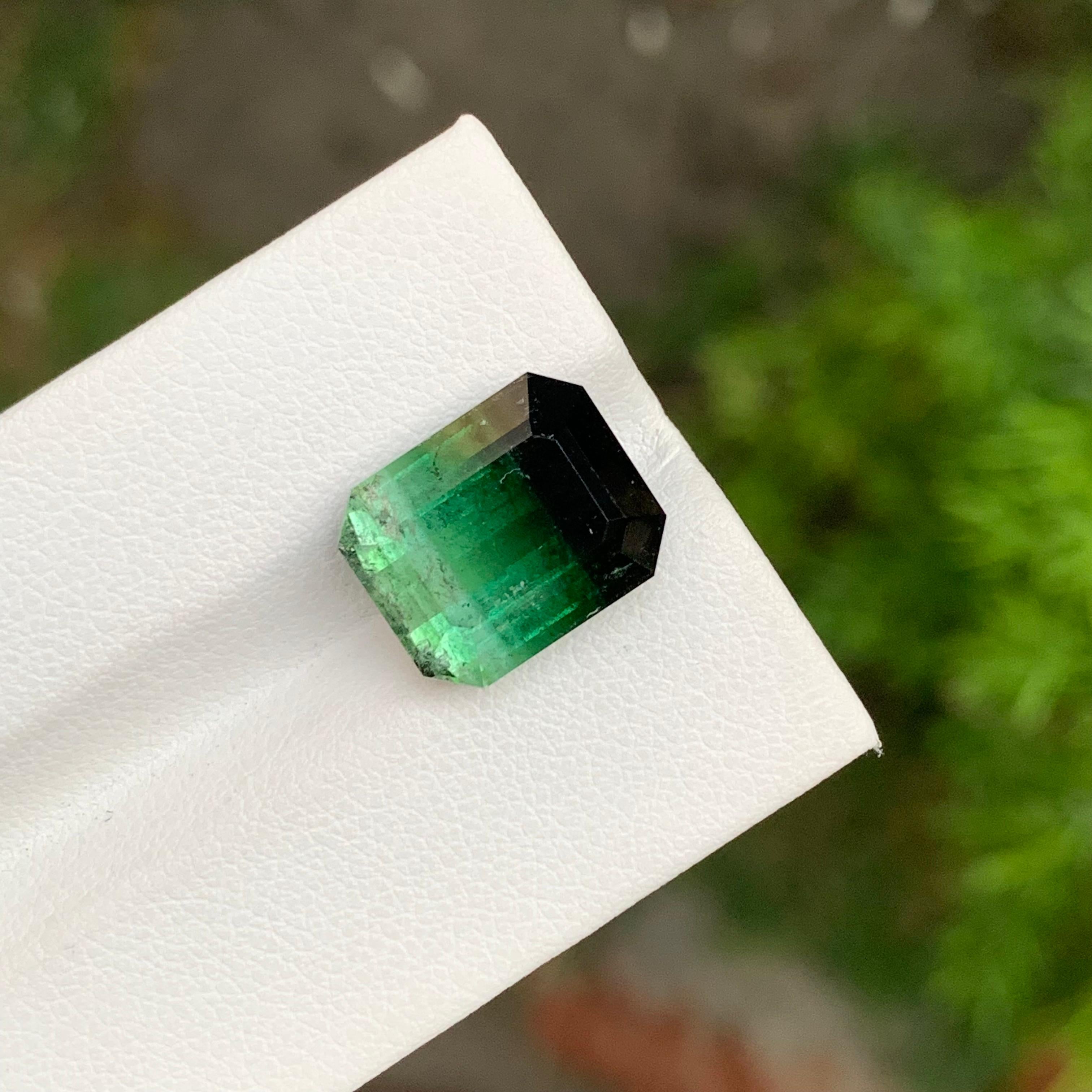 9,05 Karat natürlicher loser dreifarbiger Turmalin in Smaragdform Edelstein im Angebot 2