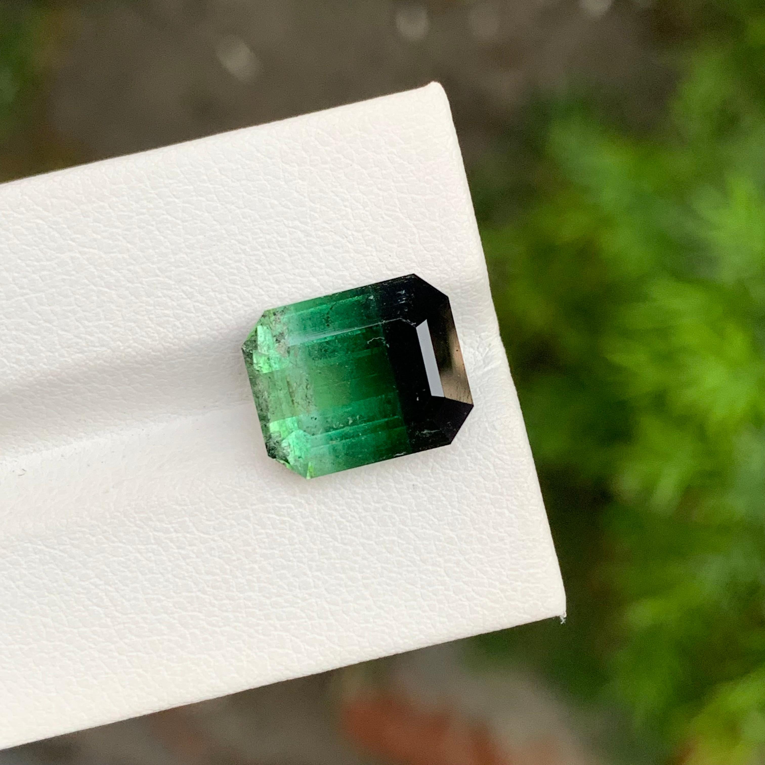 9,05 Karat natürlicher loser dreifarbiger Turmalin in Smaragdform Edelstein im Angebot 3