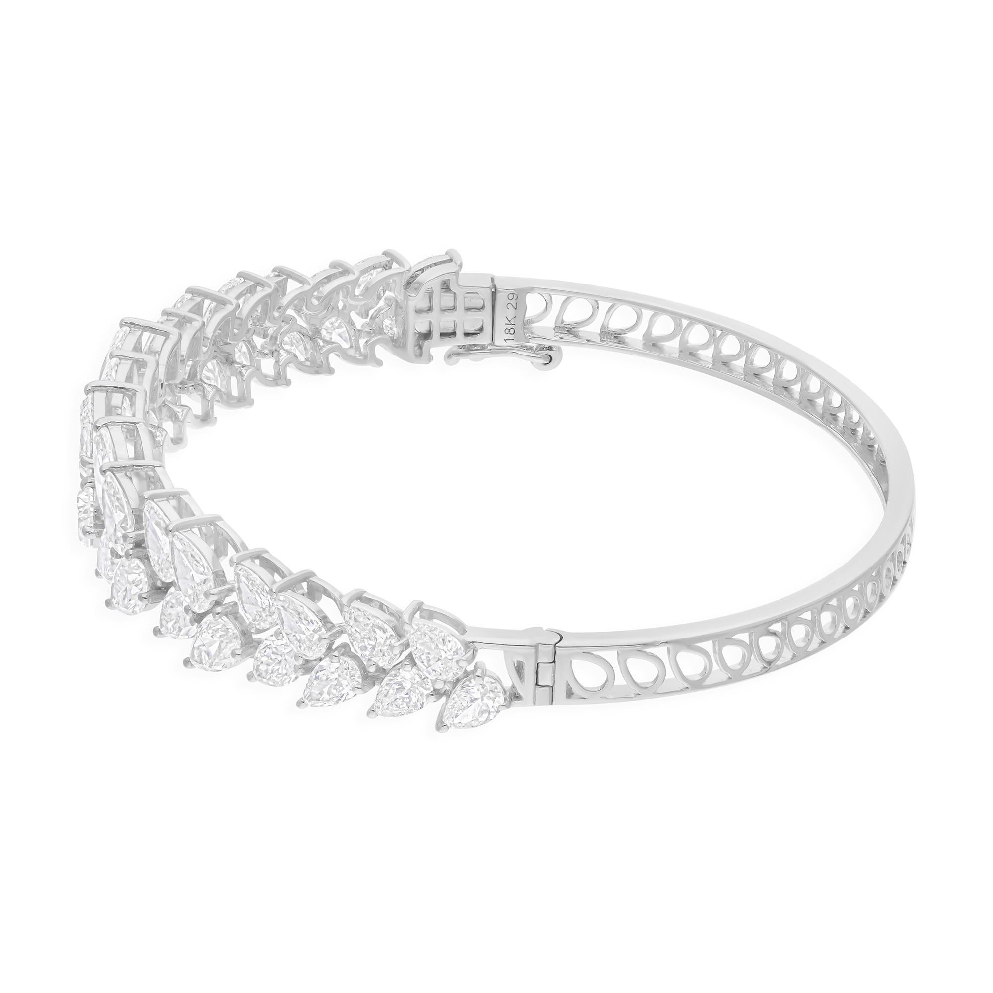 9.05 Carat SI/H Pear Brilliant Cut Diamond Bangle Bracelet 14 Karat White Gold Neuf - En vente à Diera, Dubai