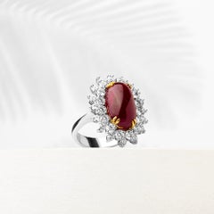 9.05 Carats Natural Burmese Ruby with 2.02 Ct's Diamonds Solitaire Ring