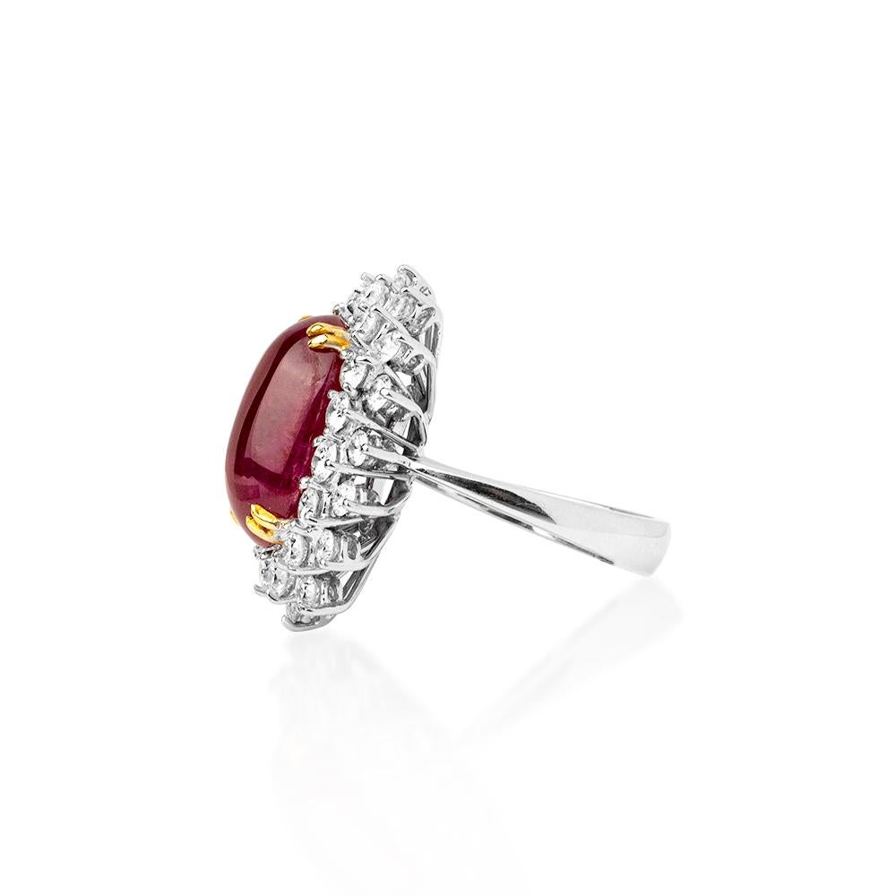 Anillo solitario de rubí birmano natural de 9,05 quilates con diamantes de 2,02 quilates Moderno en venta
