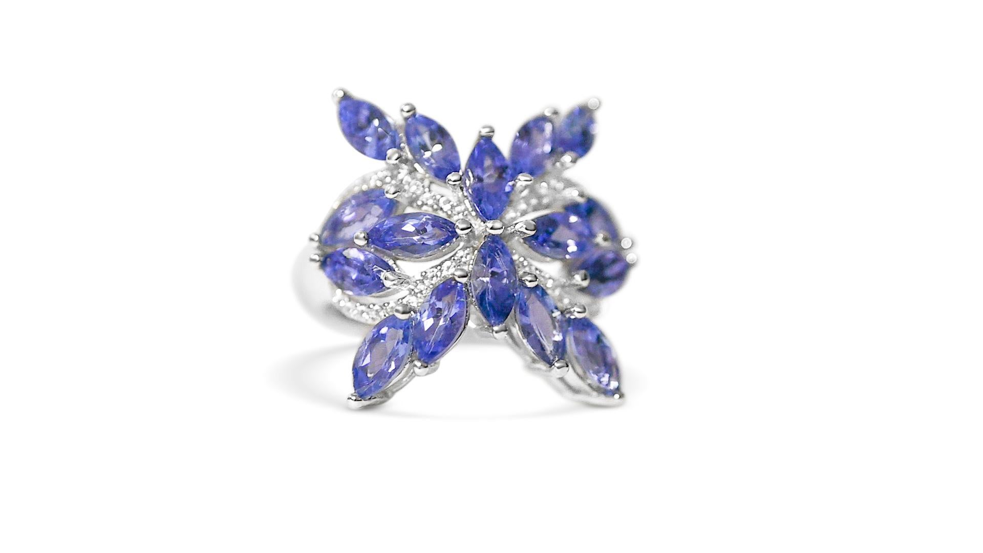 Art Deco 9.05 Ct Tanzanite Ring 925 Sterling Silver Rhodium Plated Fashion Rings For Sale