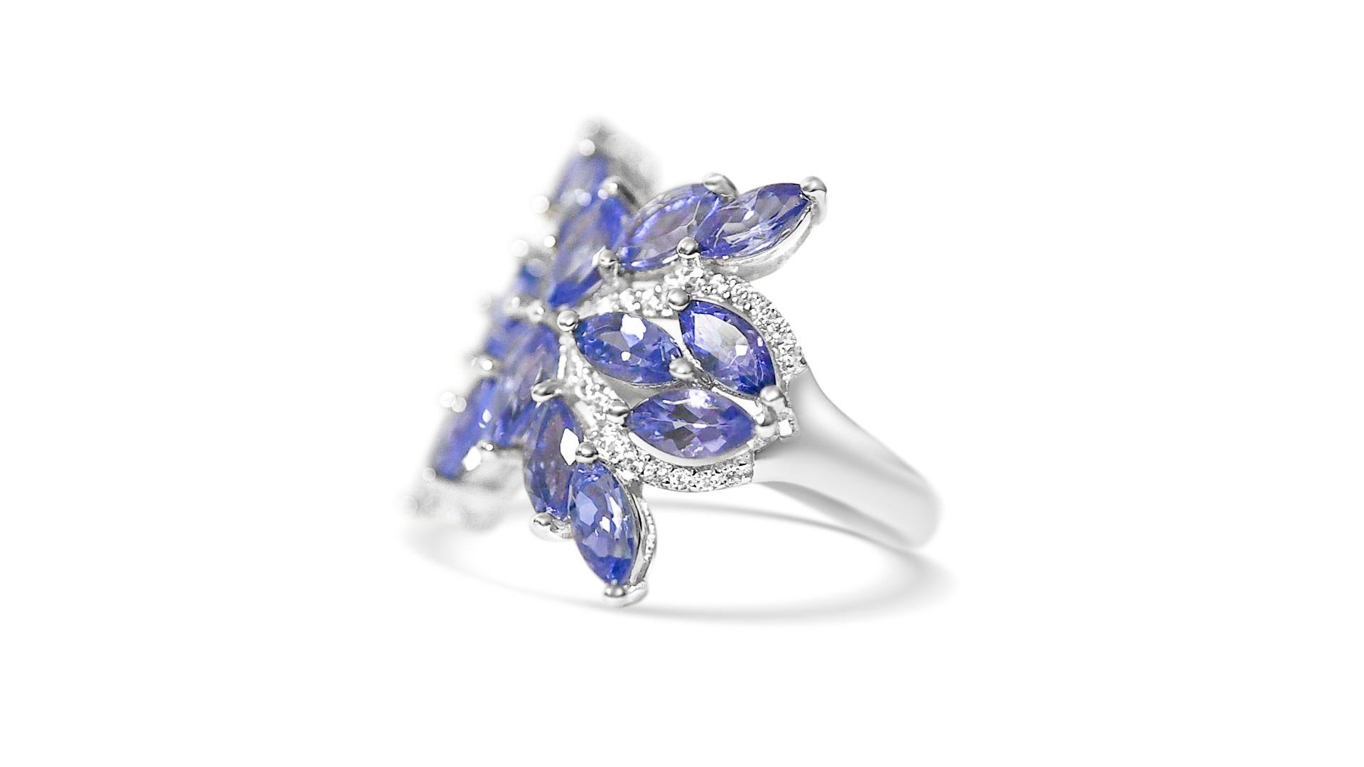 Women's 9.05 Ct Tanzanite Ring 925 Sterling Silver Rhodium Plated Fashion Rings For Sale
