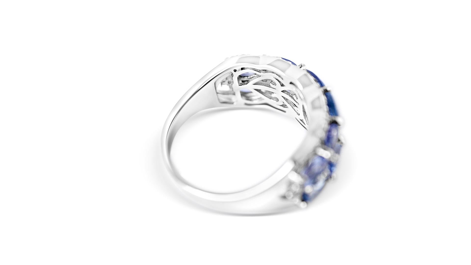 Taille Marquise Bague de mariage en argent sterling 925 plaqué rhodium avec tanzanite 9,05 carats  en vente