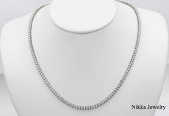 9.05 CTW Round Cut Natural Diamond 14KWG Straight Tennis Necklace 17" VS1 E/F