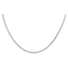 9.05 CTW Round Cut Natural Diamond 14KWG Straight Tennis Necklace 17" VS1 E/F