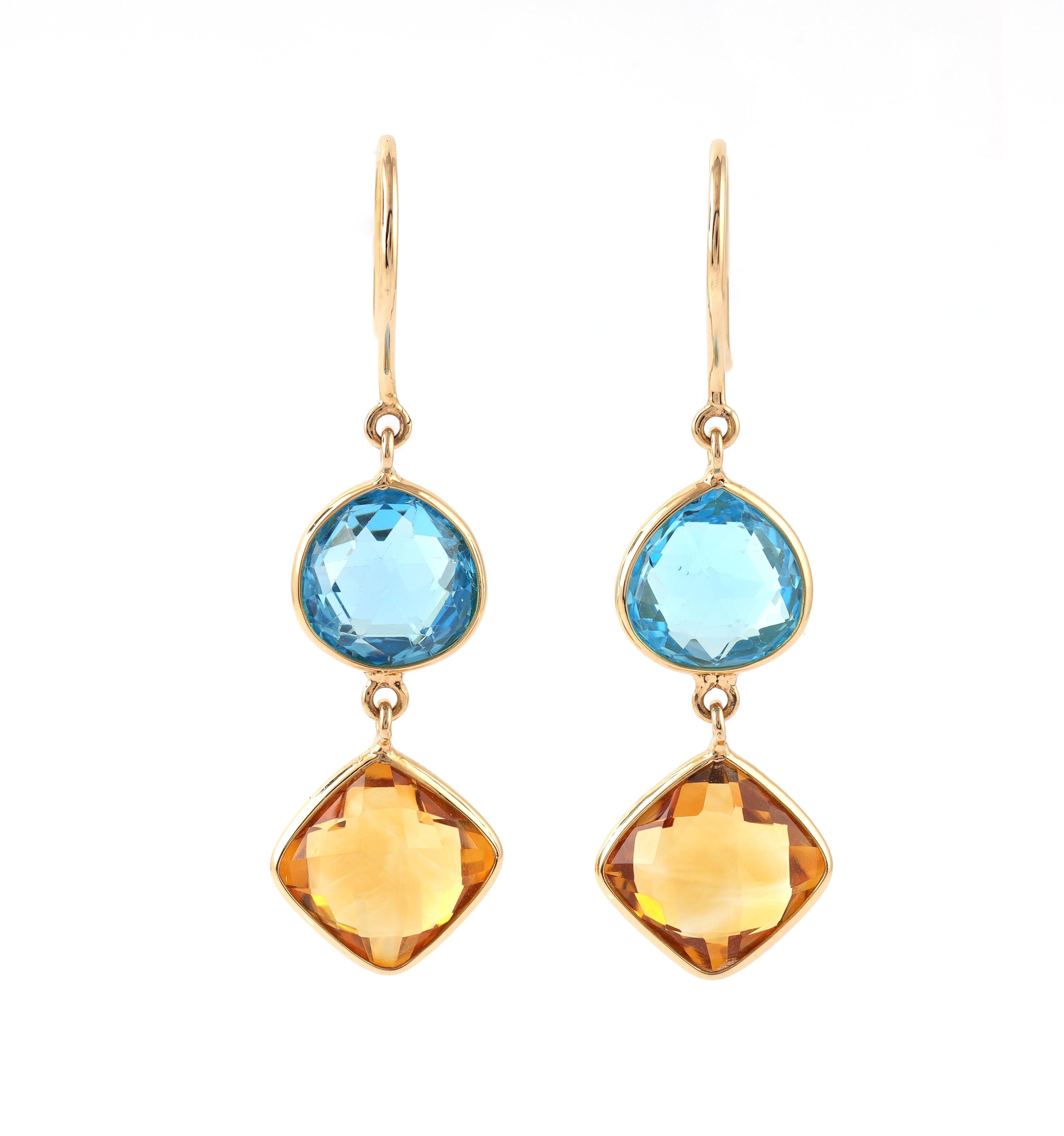 Cast in 18 karat gold, these earrings are hand set with 9.05 Carat Semi Gem Stones. Available in 18k Gold.
Composition
 Semi Gem Stones : 9.05 Carat

Gold : 1.19 gms


