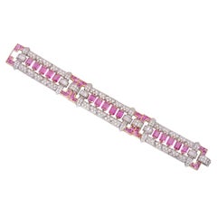 9.05 Carat Daimonds and 20.65 Carat Pink Sapphire & Diamond Bracelet