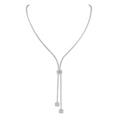 9.05ct Diamond Drop Bow Necklace 18k White Gold
