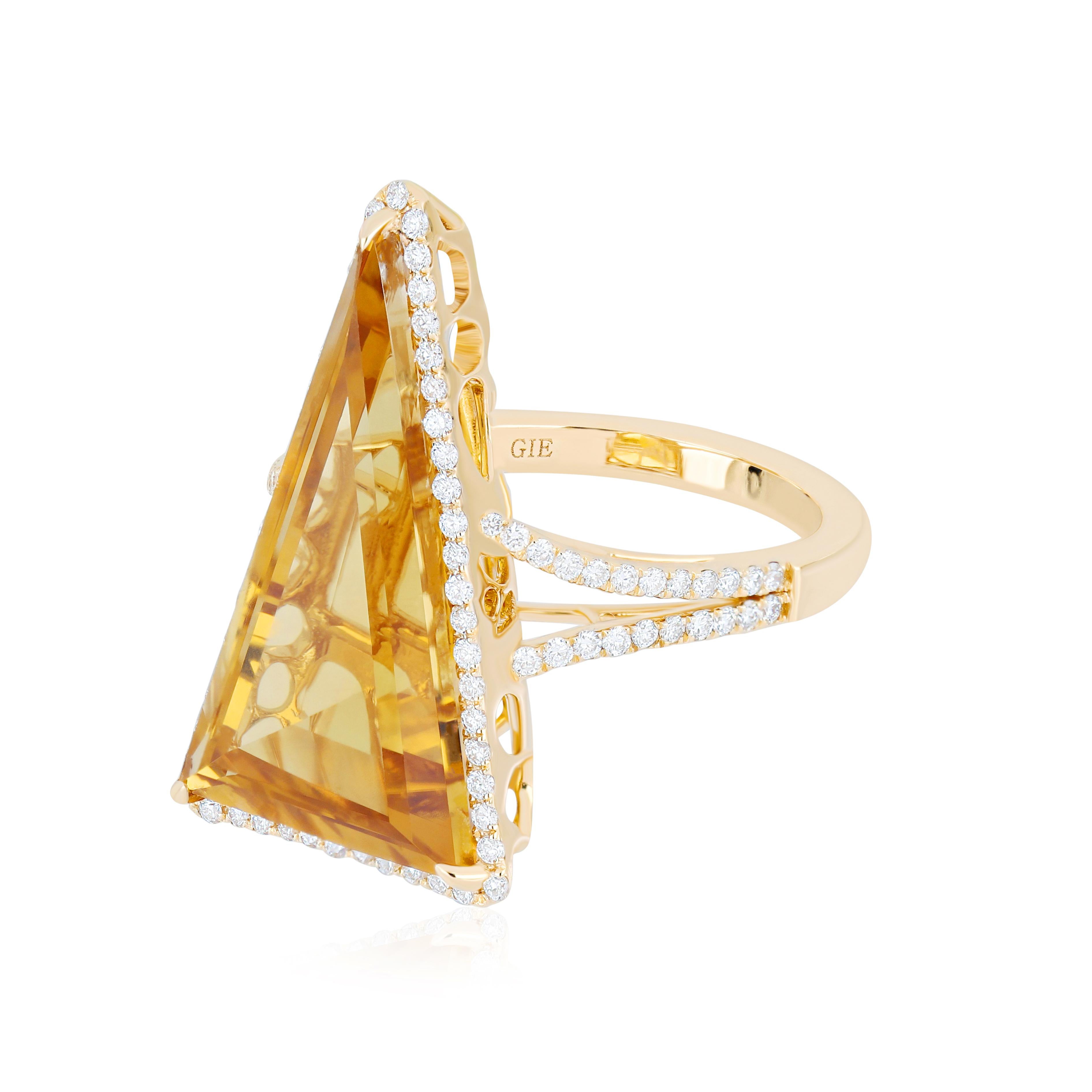En vente :  9.05CT's Citrine et Diamant Bague en or jaune 14k Handcraft Party Wear Ring 3
