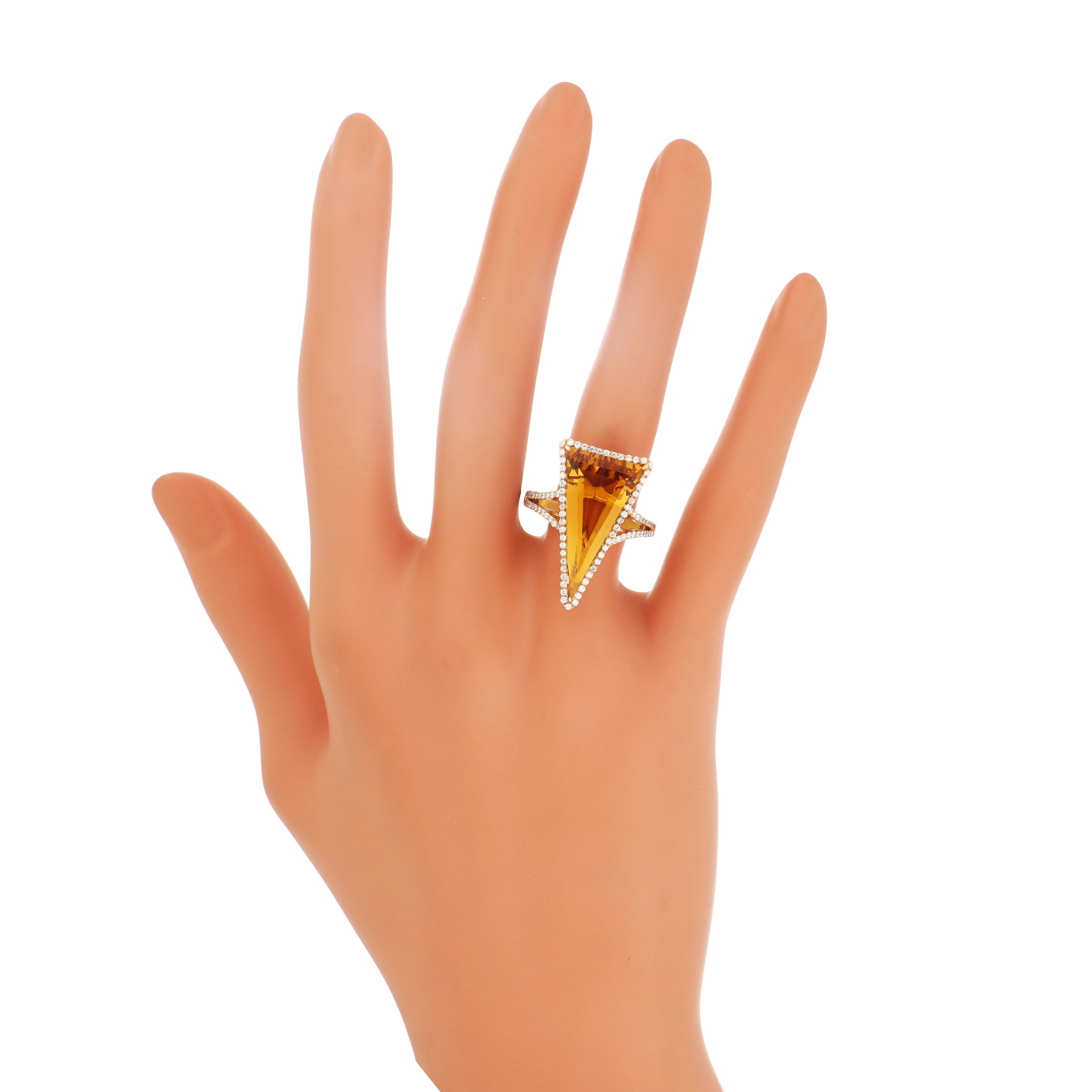 En vente :  9.05CT's Citrine et Diamant Bague en or jaune 14k Handcraft Party Wear Ring 5