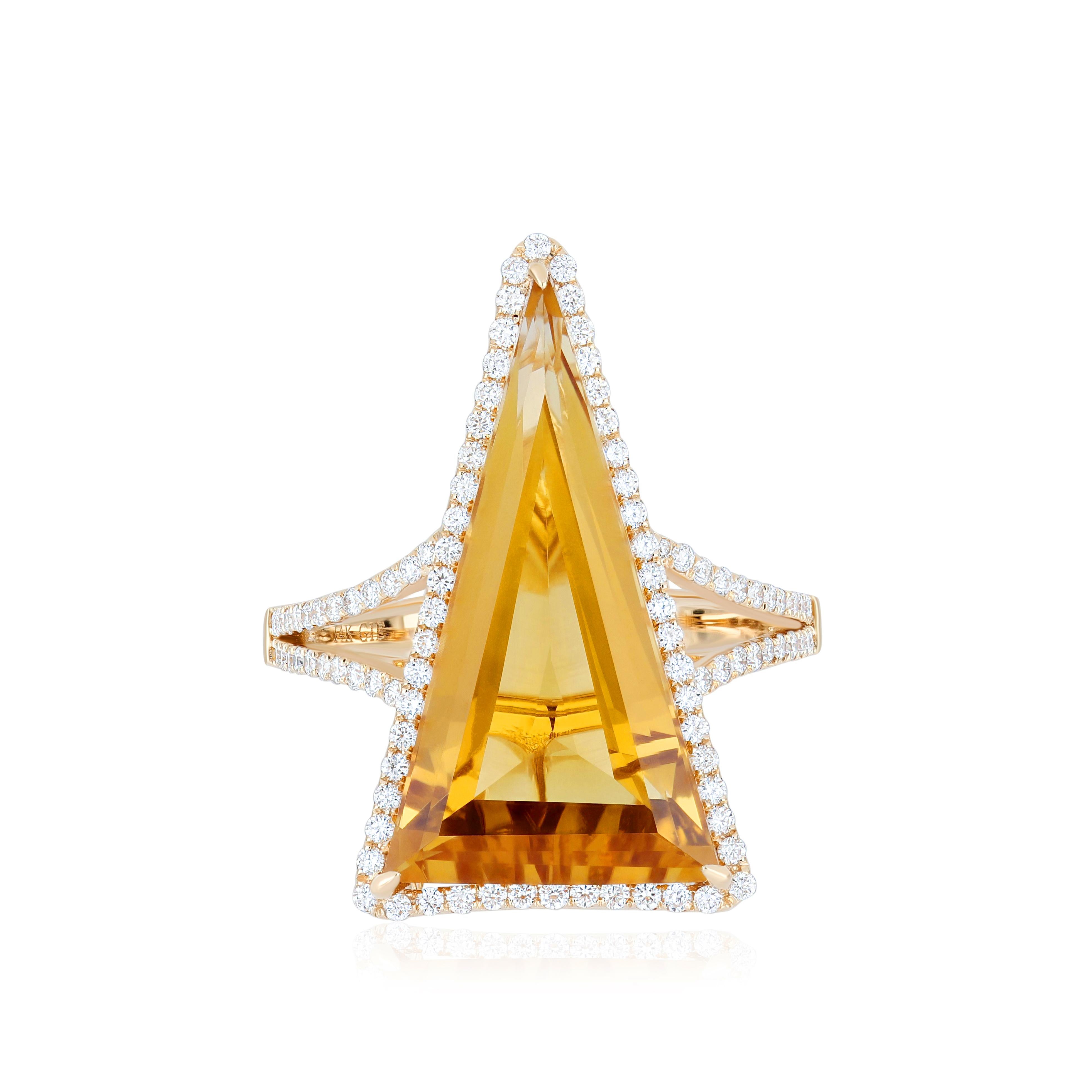 En vente :  9.05CT's Citrine et Diamant Bague en or jaune 14k Handcraft Party Wear Ring 6