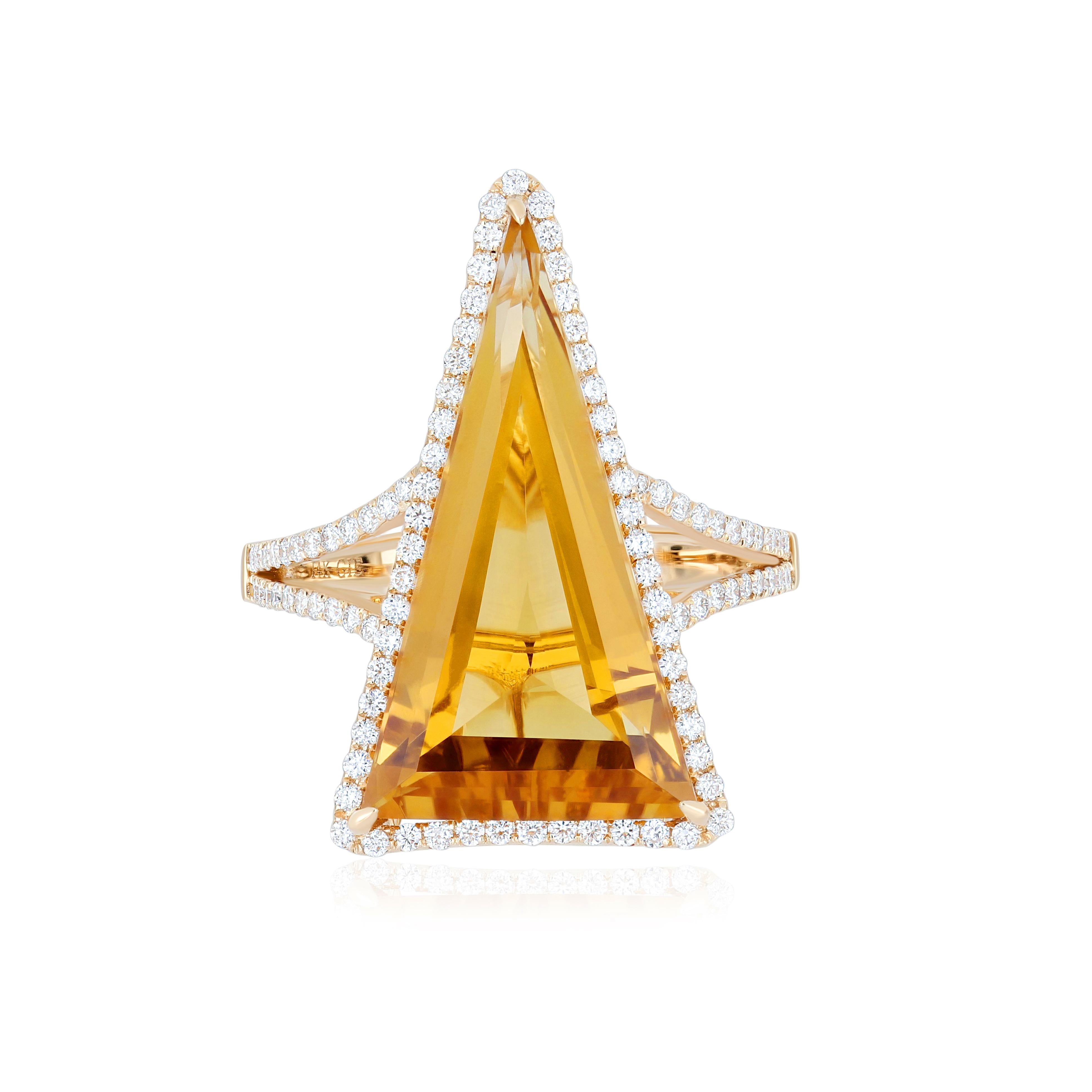 En vente :  9.05CT's Citrine et Diamant Bague en or jaune 14k Handcraft Party Wear Ring 9