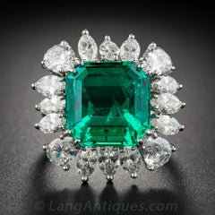 9.06 Carat Emerald and Diamond Ring, AGL Certified 'Insignificant to Minor Trea