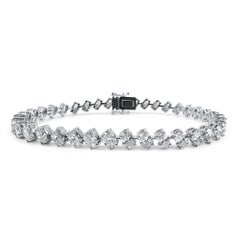 9.06 Carat Oval Diamond Tennis Bracelet in 14K White Gold, 7 Inches