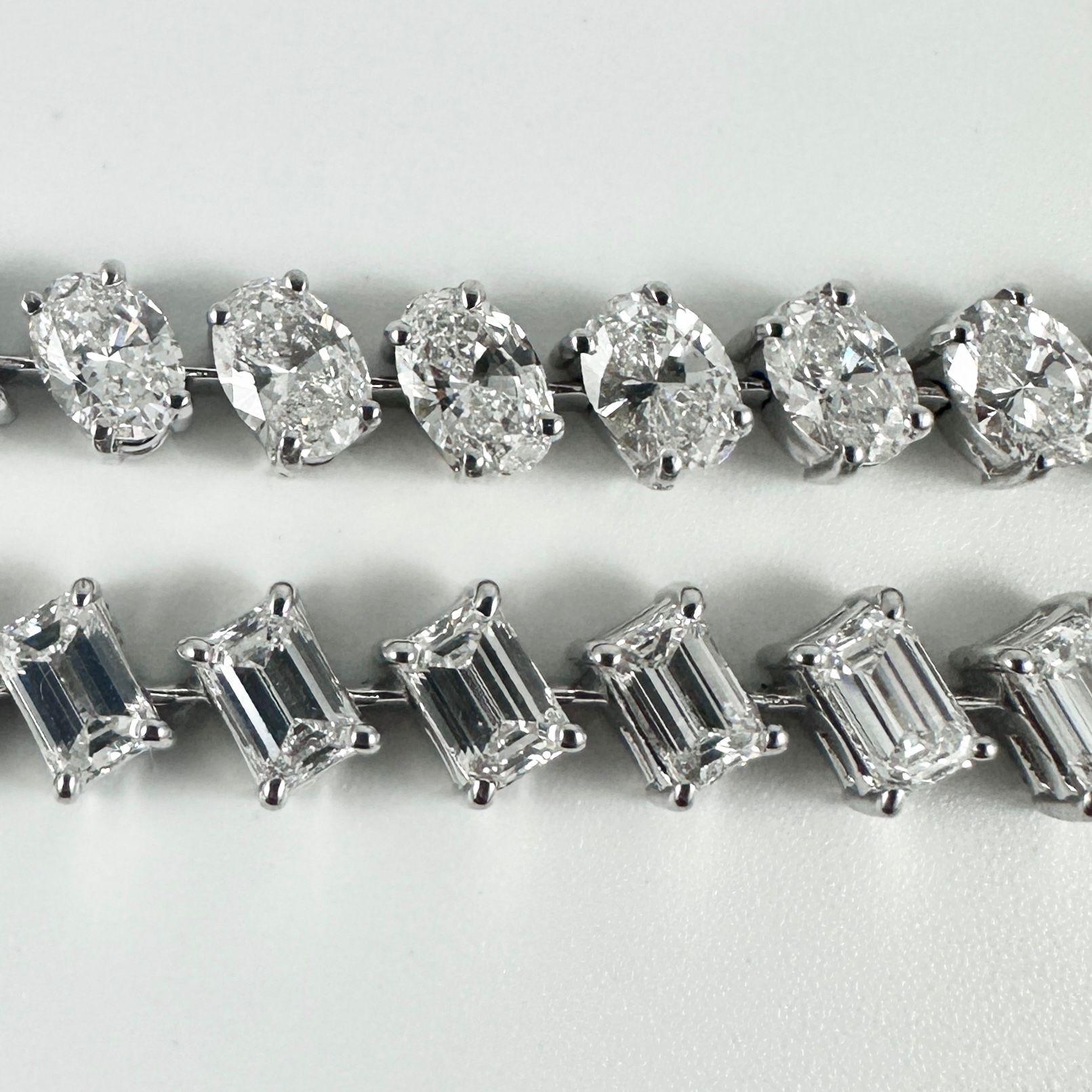Oval Cut 9.06 Carat Oval Diamond Tennis Bracelet in 14K White Gold, 7 Inches For Sale