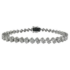 9.06 Carat Oval Diamond Tennis Bracelet in 14K White Gold, 7 Inches