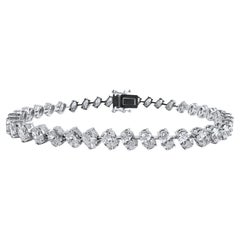 Bracciale Tennis con diamanti ovali da 9,06 carati in oro bianco 14K, 7 pollici