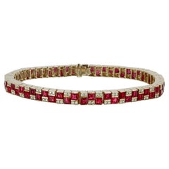 9.07 Carat Burma Ruby And Diamond Bracelet In 18 Karat White Gold